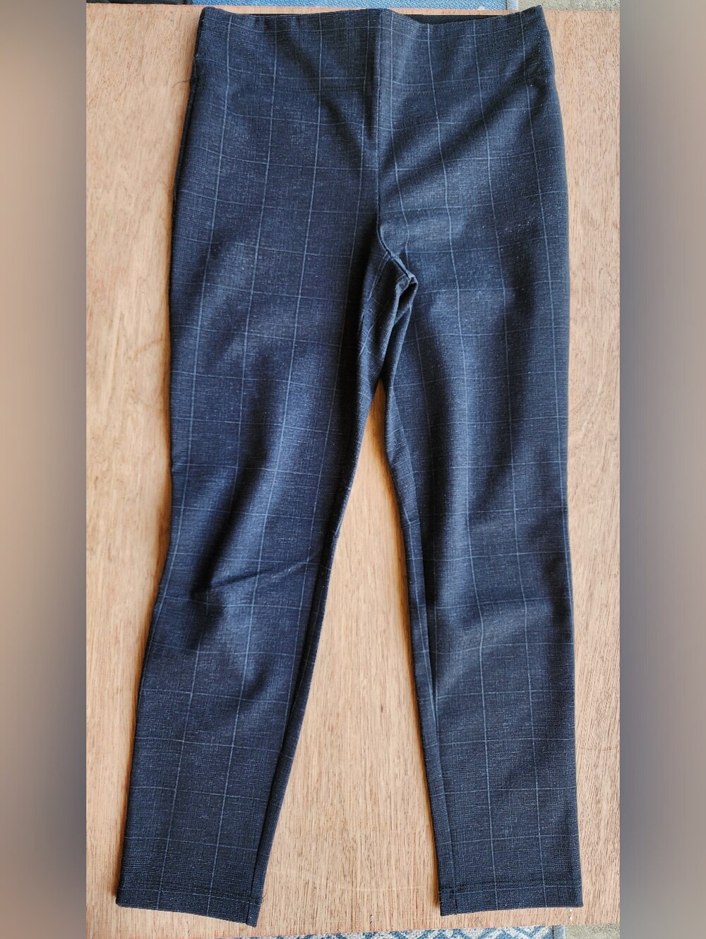 Max Studio Charcoal Grid Plaid Stretch Ankle Dress Pants Size M